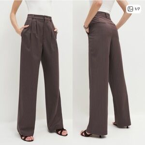 Reformation Brown Pinstripe Women's Trousers